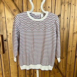 Liz golf long sleeved women’s sweater white with red and blue stripes L